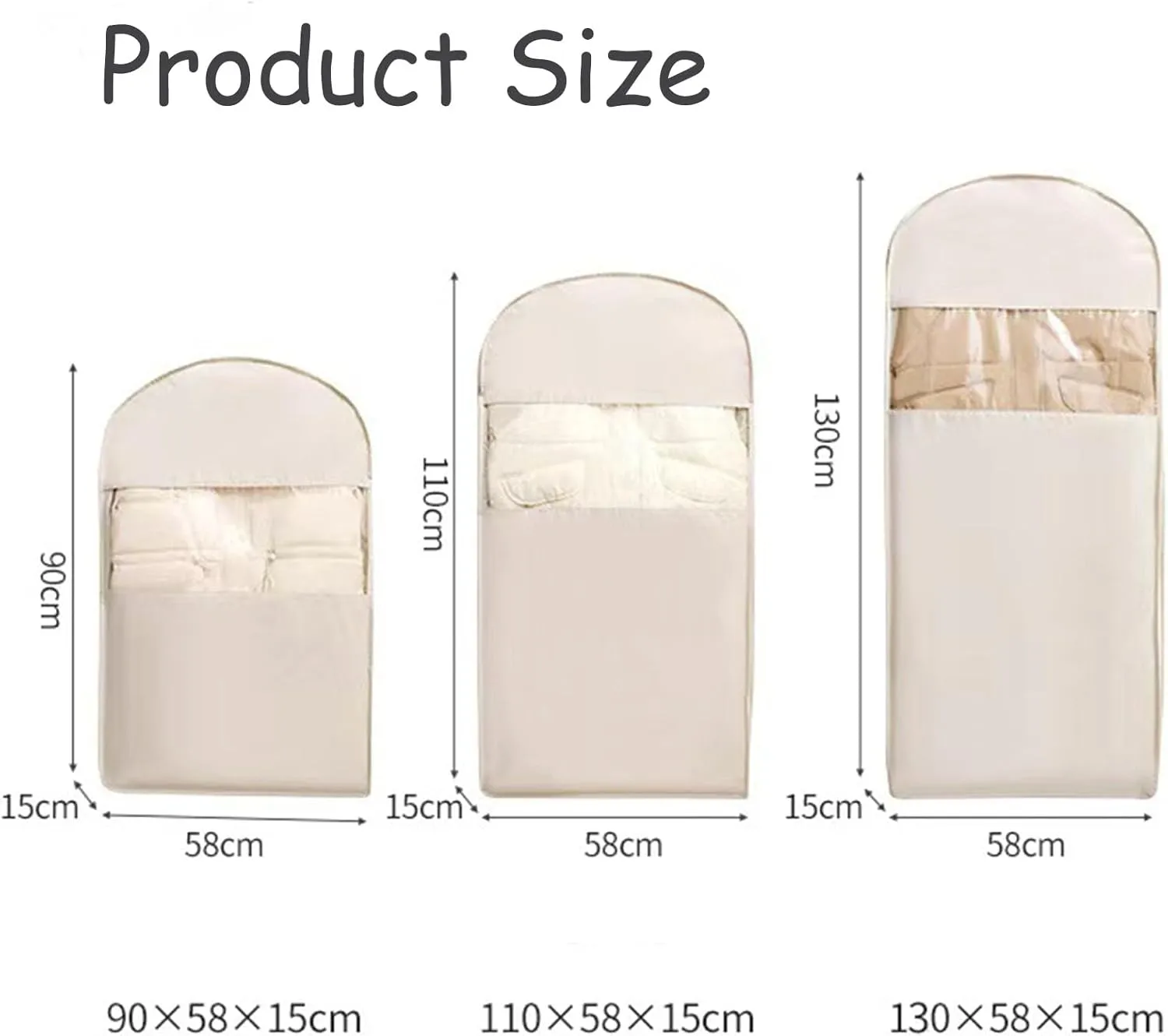 2025 Space Saving Hanging Garment Bag with Self Compression Zipper, Coat Storage Bag Hanging, Hanging Garment Bag, for Down Coat, For Closet Storage (Beige,M)