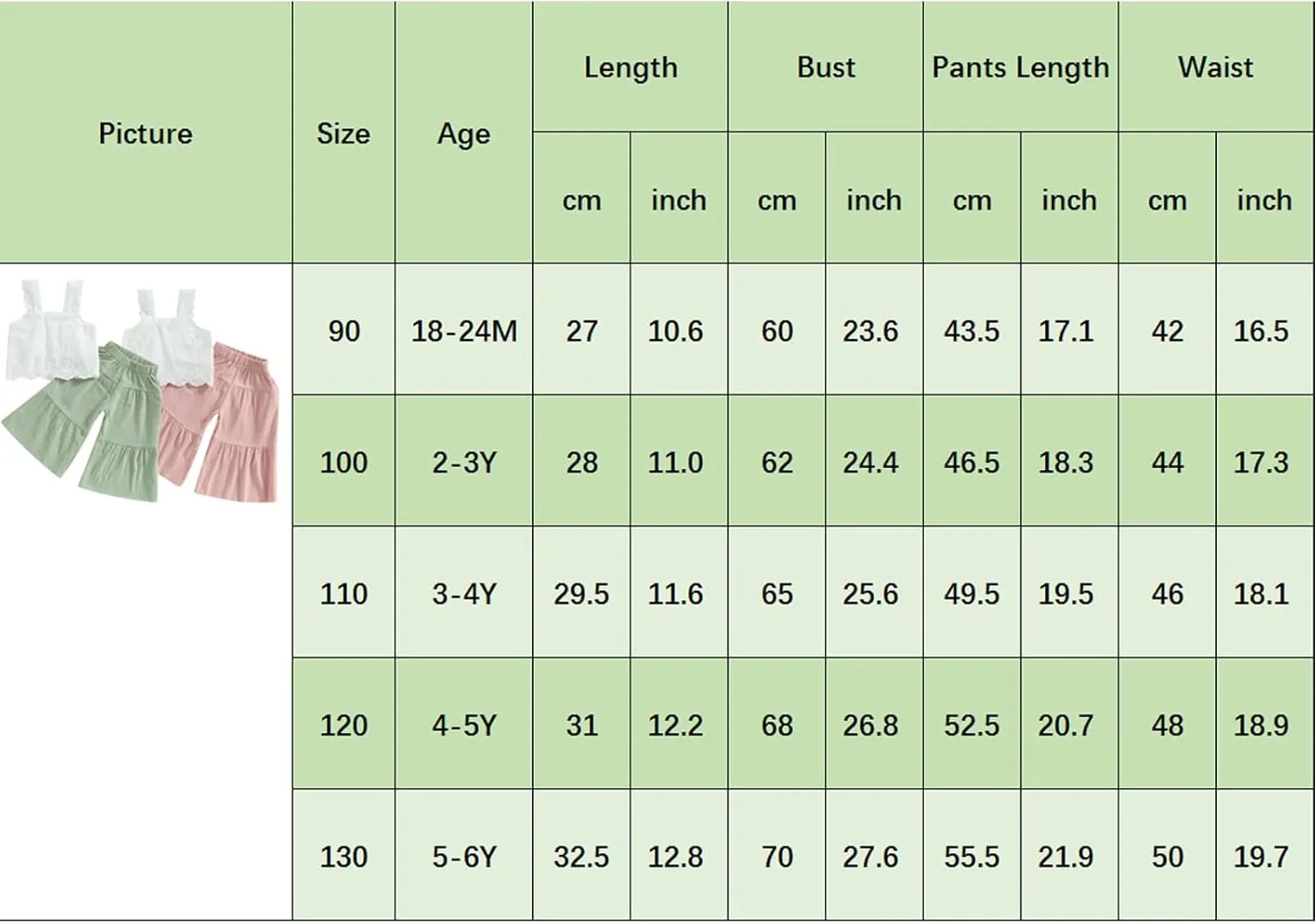 2PCS Baby Girl Sleeveless Strap Lace Crop Vest Tops   Flared Wide-Leg Pants Toddler Summer Outfits Set Clothes