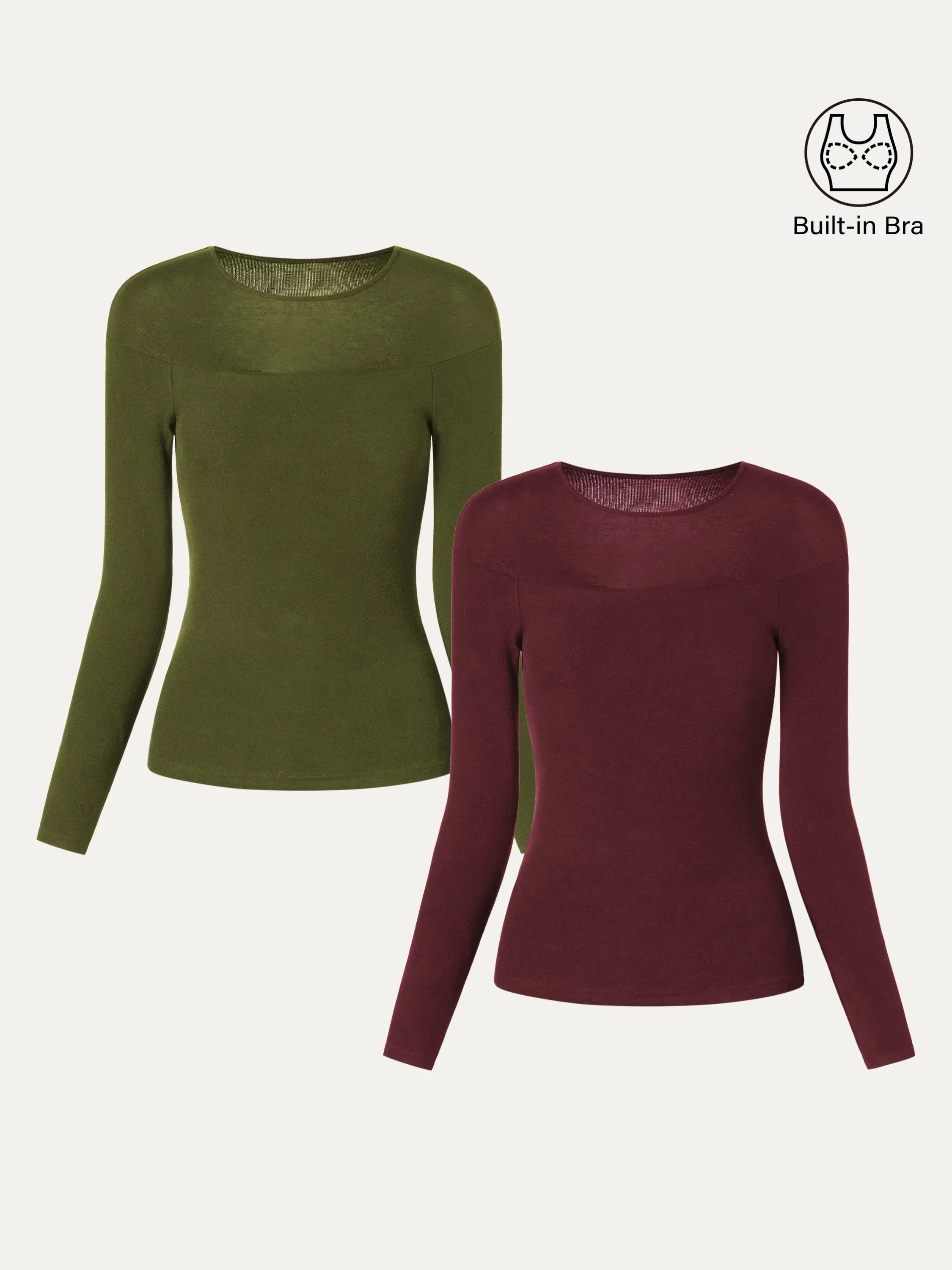2Pcs Set Wool Sheer Shoulder Brami Top