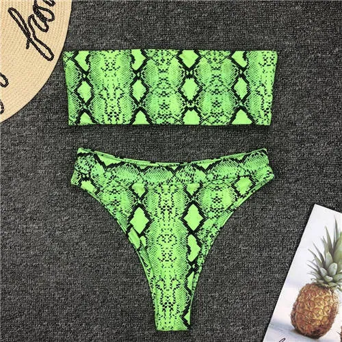 3 Colors Sexy Snakeskin Pattern Women Bikini Set