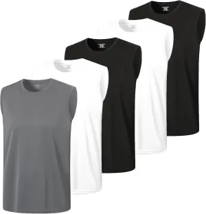 5 Pack Men's Mesh Athletic Tank Top Quick Dry Moisture Wicking Sleeveless Shirts Workout Training