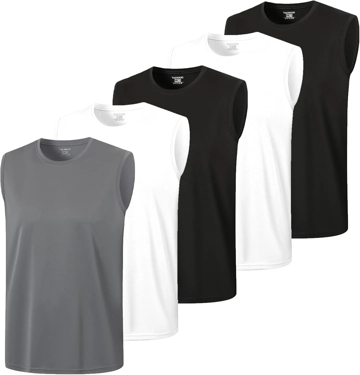 5 Pack Men's Mesh Athletic Tank Top Quick Dry Moisture Wicking Sleeveless Shirts Workout Training