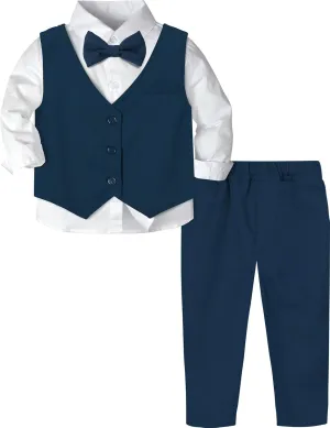 A&J DESIGN Baby Toddler Boys Gentleman Suit Set, 3pcs Outfits Shirts & Vest & Pants