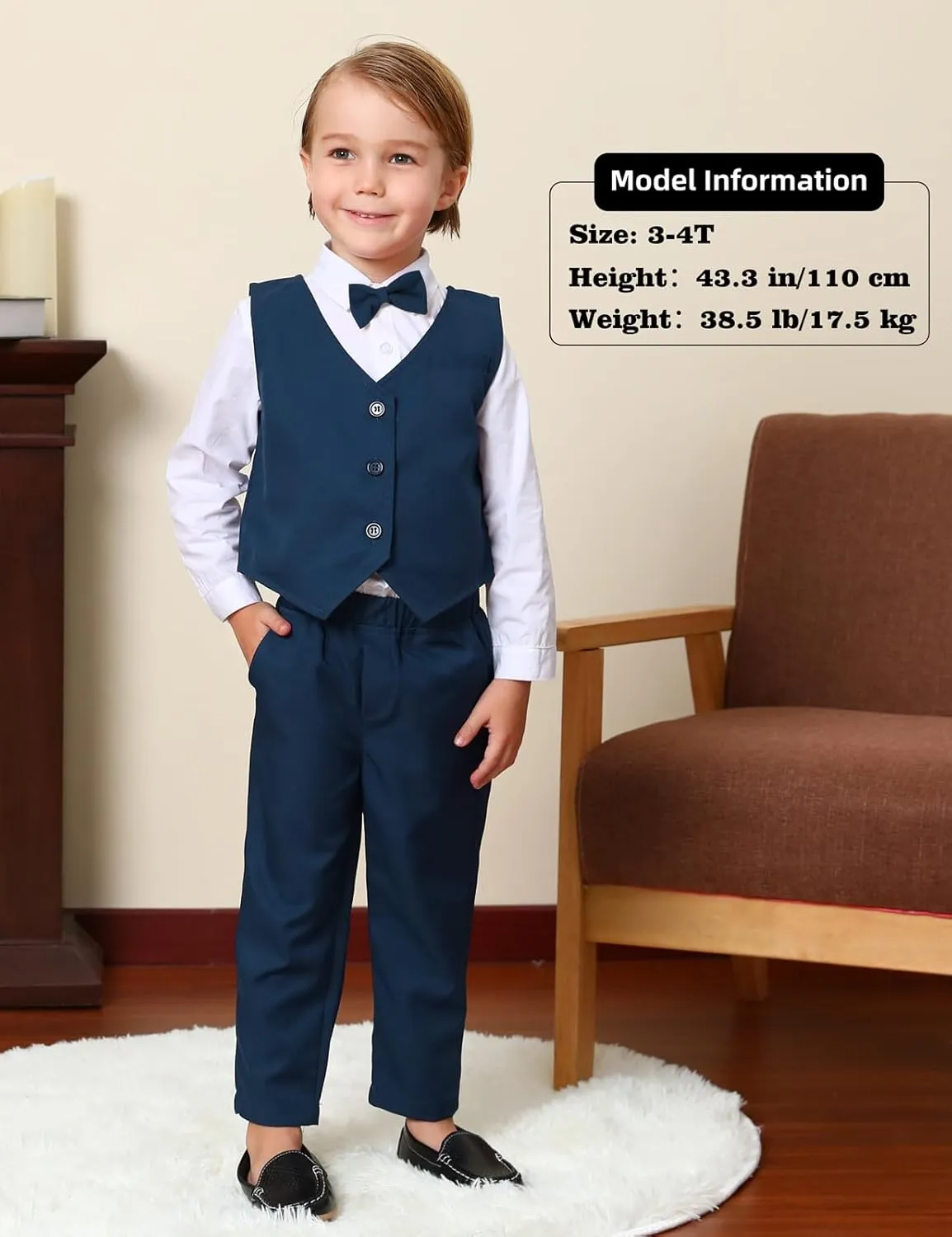 A&J DESIGN Baby Toddler Boys Gentleman Suit Set, 3pcs Outfits Shirts & Vest & Pants