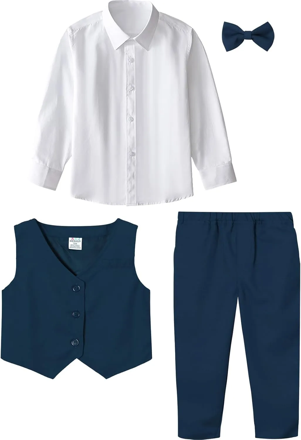 A&J DESIGN Baby Toddler Boys Gentleman Suit Set, 3pcs Outfits Shirts & Vest & Pants
