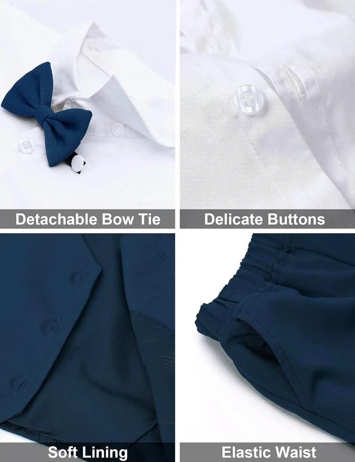 A&J DESIGN Baby Toddler Boys Gentleman Suit Set, 3pcs Outfits Shirts & Vest & Pants
