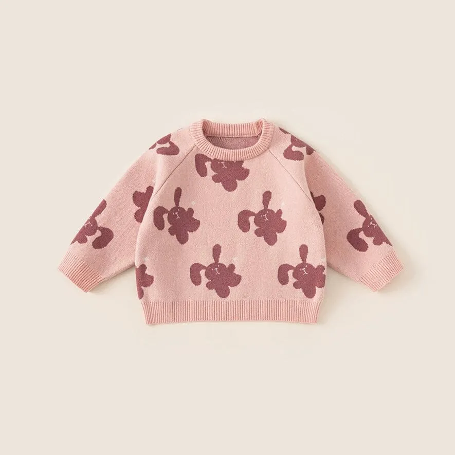 Adorable Bear & Bunny Knit Sweater