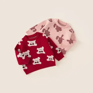 Adorable Bear & Bunny Knit Sweater