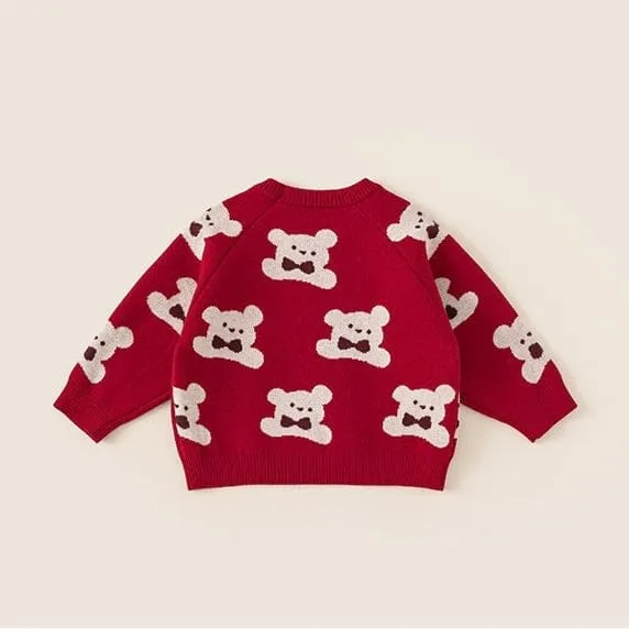 Adorable Bear & Bunny Knit Sweater