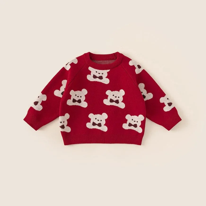 Adorable Bear & Bunny Knit Sweater