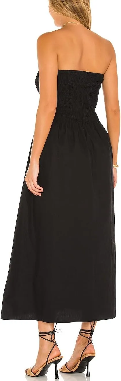 Aigeman Women Strapless Tube Maxi Dress Flowy Swing Long Sundress Sleeveless Summer Boho Beach Dress with Pokets 330