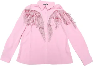 Allegra K Women's Western Fringe Blouse Long Sleeve Button Down Disco Cowgirl Shirts