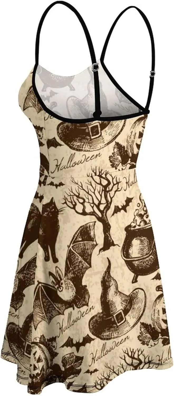 AMRANDOM 2023 Womens Sundress Spaghetti Strap Dresses Summer Casual Party Slim Dress