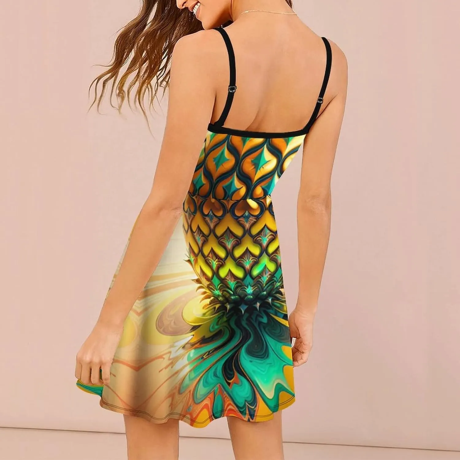 AMRANDOM 2023 Womens Sundress Spaghetti Strap Dresses Summer Casual Party Slim Dress
