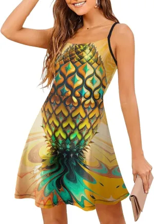 AMRANDOM 2023 Womens Sundress Spaghetti Strap Dresses Summer Casual Party Slim Dress