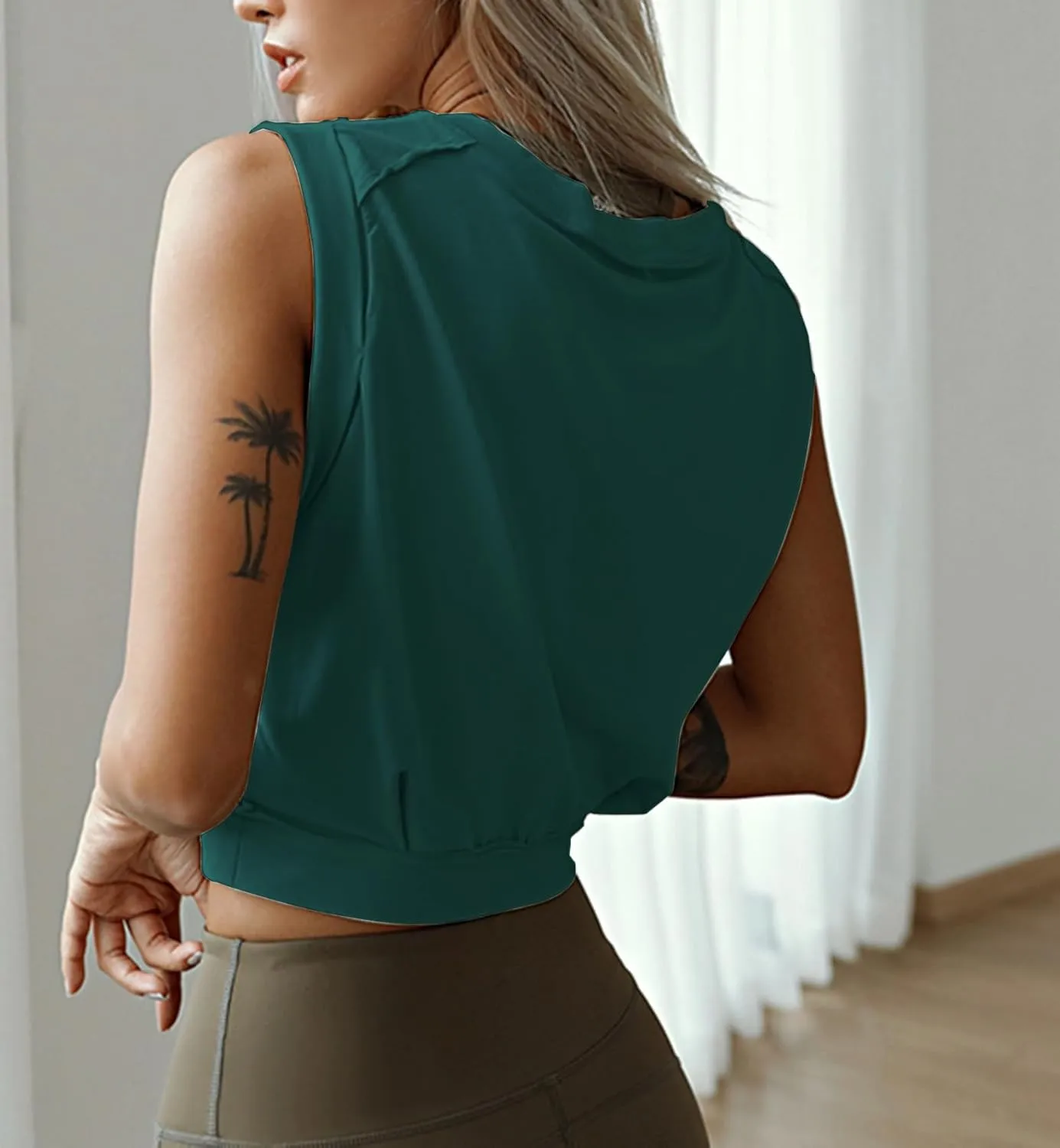 ARRIVE GUIDE Crop Top Athletic Shirts for Women Cute Sleeveless Yoga Tops Running Gym Cotton Cropped Workout Clothes