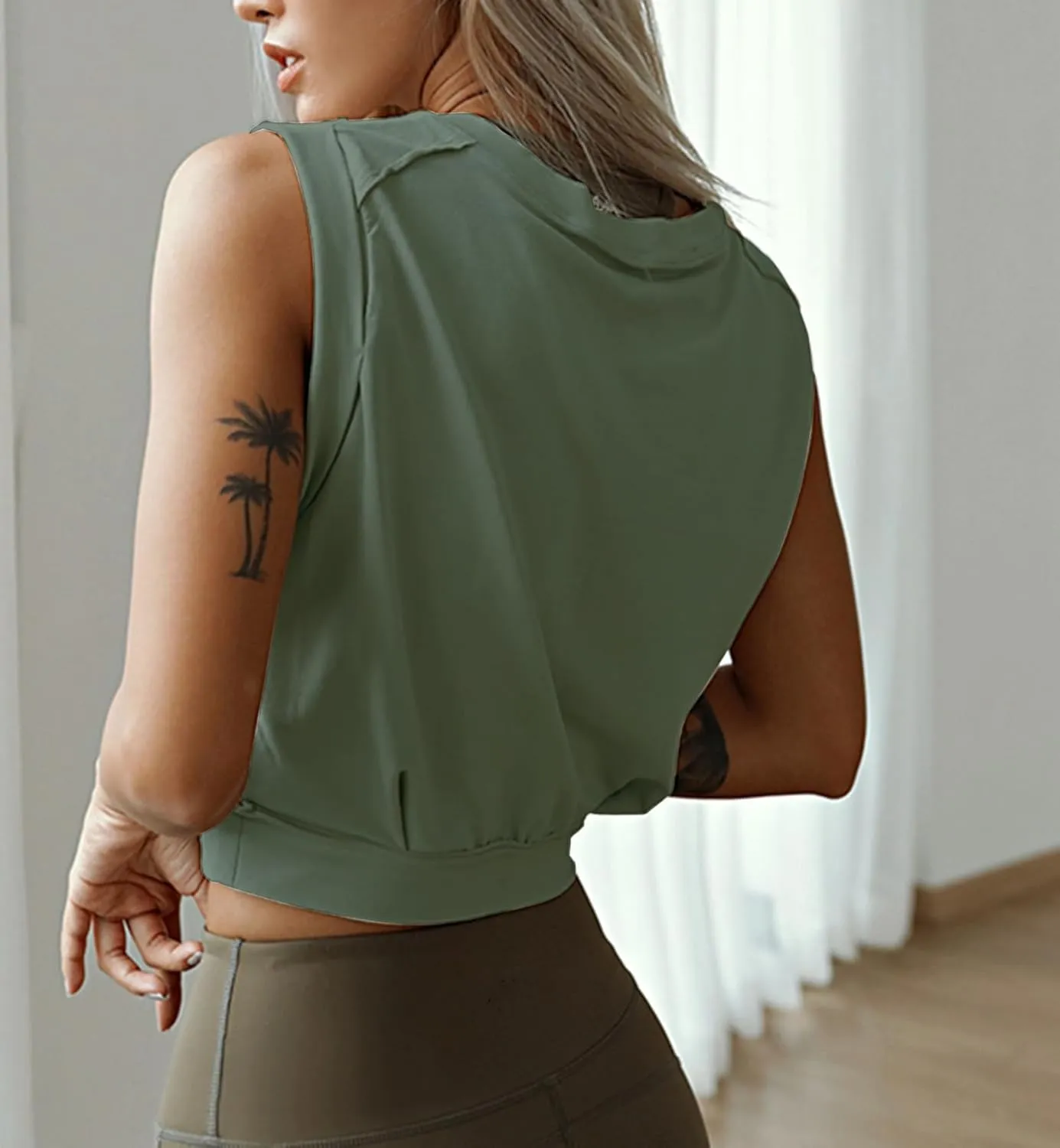 ARRIVE GUIDE Crop Top Athletic Shirts for Women Cute Sleeveless Yoga Tops Running Gym Cotton Cropped Workout Clothes