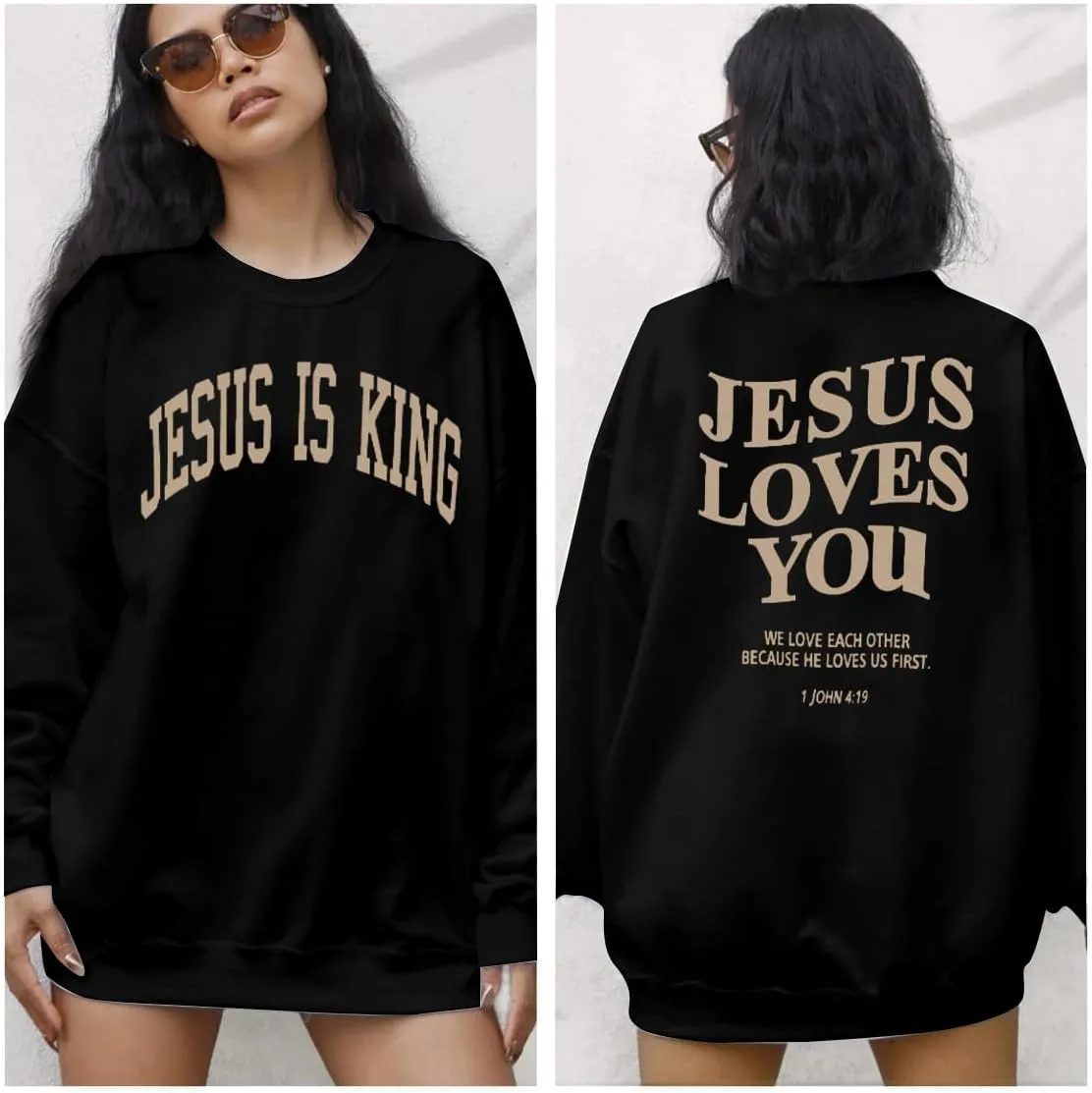 ASTANFY Christian Sweatshirt Women Jesus Loves You Sweatshirts Jesus Is King Hoodie Jesus Faith Shirts Religious God Hoodies