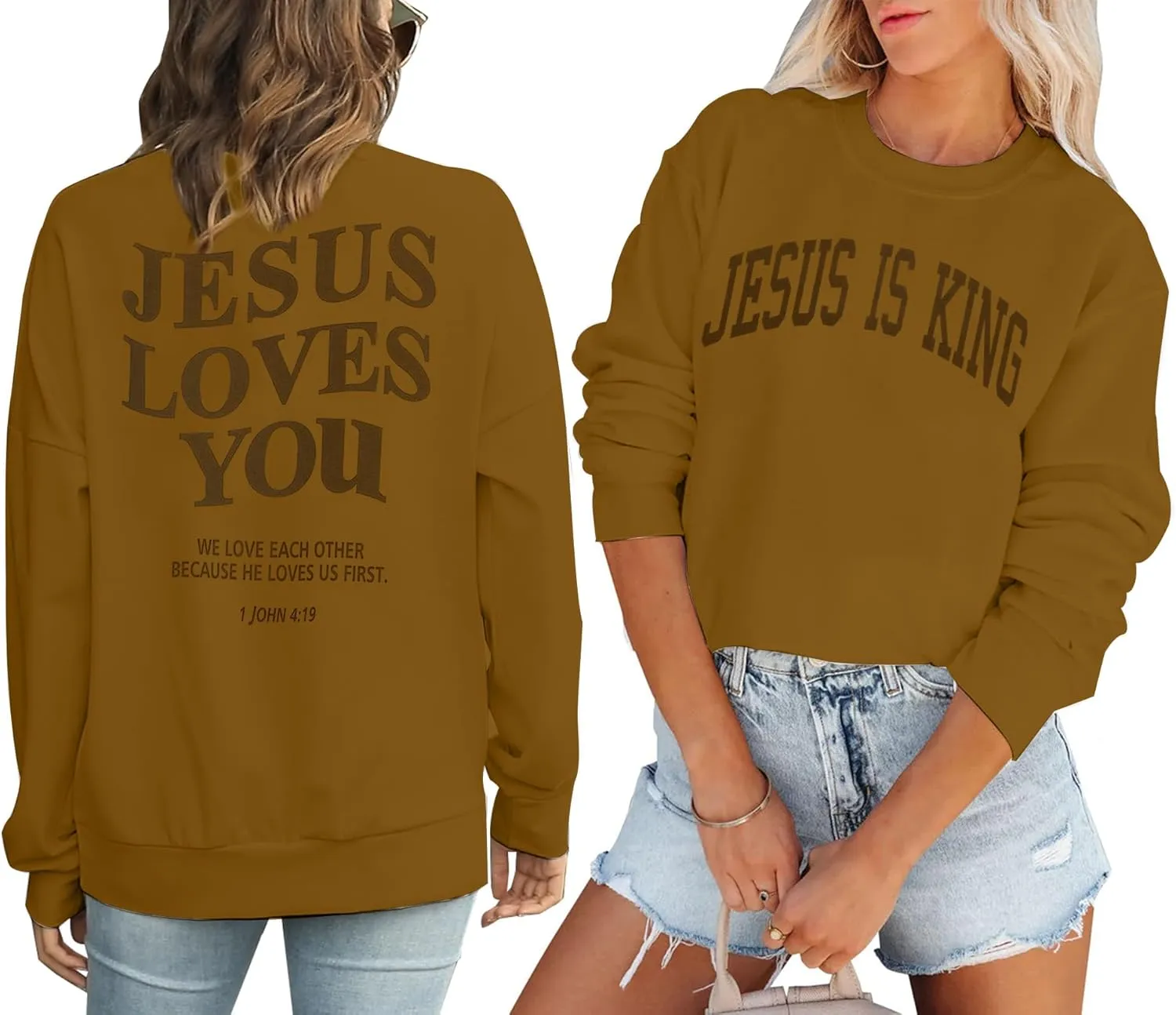 ASTANFY Christian Sweatshirt Women Jesus Loves You Sweatshirts Jesus Is King Hoodie Jesus Faith Shirts Religious God Hoodies