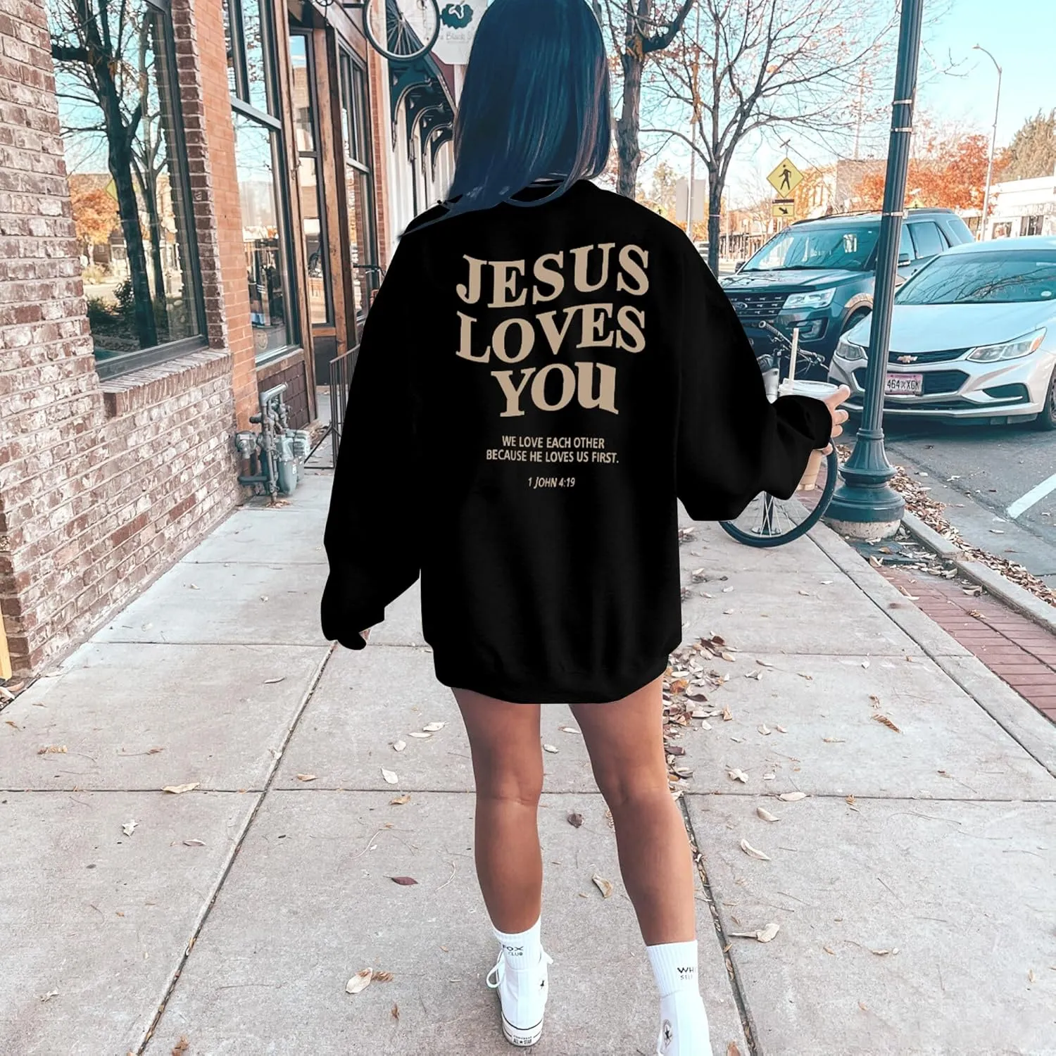 ASTANFY Christian Sweatshirt Women Jesus Loves You Sweatshirts Jesus Is King Hoodie Jesus Faith Shirts Religious God Hoodies