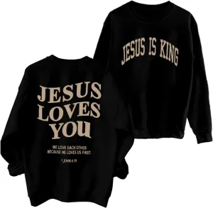 ASTANFY Christian Sweatshirt Women Jesus Loves You Sweatshirts Jesus Is King Hoodie Jesus Faith Shirts Religious God Hoodies