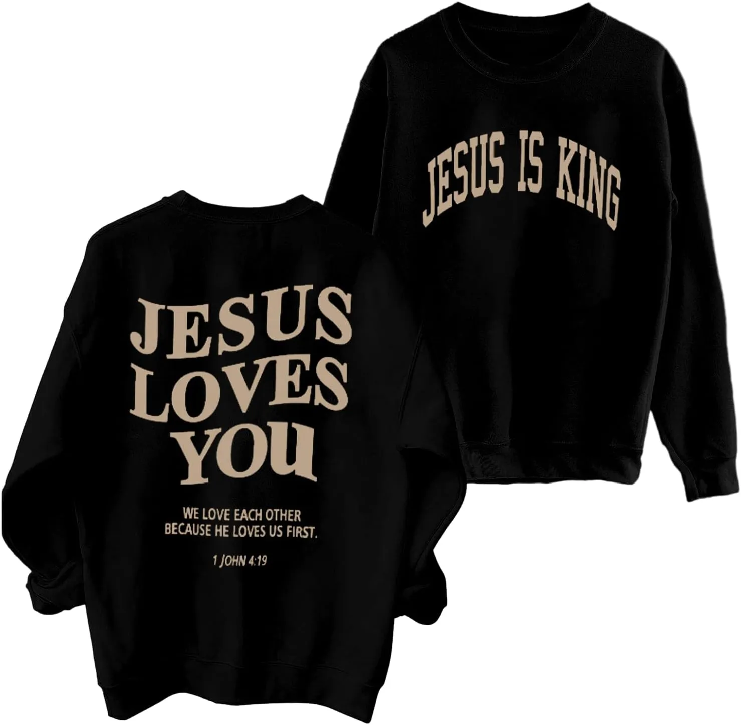 ASTANFY Christian Sweatshirt Women Jesus Loves You Sweatshirts Jesus Is King Hoodie Jesus Faith Shirts Religious God Hoodies