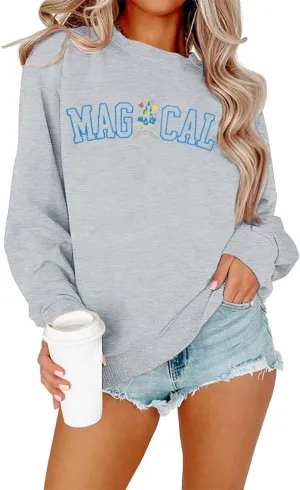 ASTANFY Magic Kingdom Sweatshirt Women Magical Castle Embroidered long Sleeve Shirt Cute Family Vacation Pullover Tops