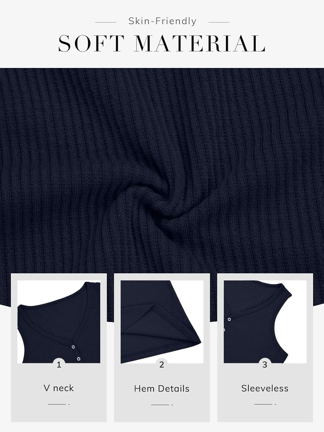 ATHMILE Womens Tank Tops Summer V Neck Sleeveless Ribbed Button Casual Henley Basic Shirts