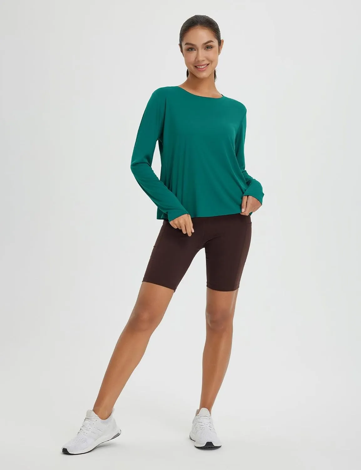 baleaf Women's Long Sleeve Workout Tops Athletic Shirts Split Back Running Gym Quick Dry Sun Protection UPF 50 