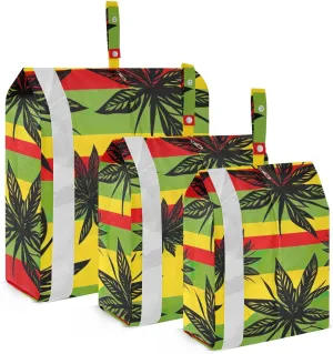 Black Leaves Red Stripe Packing Cubes for Suitcases 3 Set Expandable Compression Luggage Packing Organizers for Carry on Suitcase Travel Accessories Luggage Organizer Bags Set