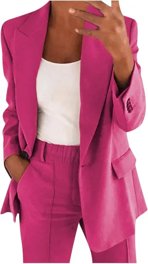 Blazer Sets for Women 2 Piece Outfits Business Casual Outfits Dressy Casual Pant Suits Plus Size Dress Pants Set