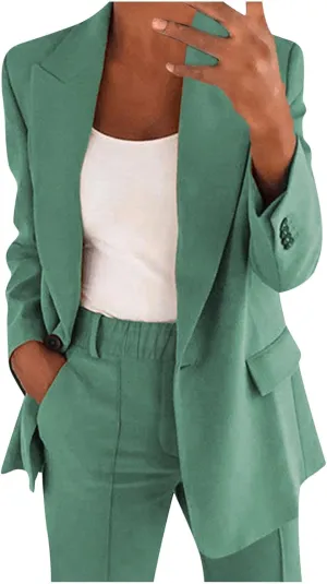 Blazer Sets for Women 2 Piece Outfits Business Casual Outfits Dressy Casual Pant Suits Plus Size Dress Pants Set