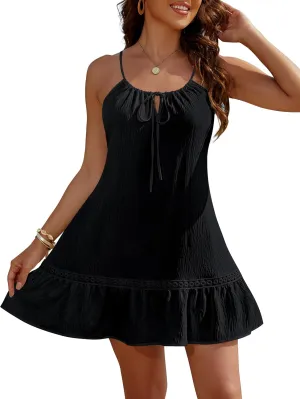 Blooming Jelly Women Swimsuit Coverup Summer Bathing Suit Cover Up Flowy Halter Casual Beach Dress