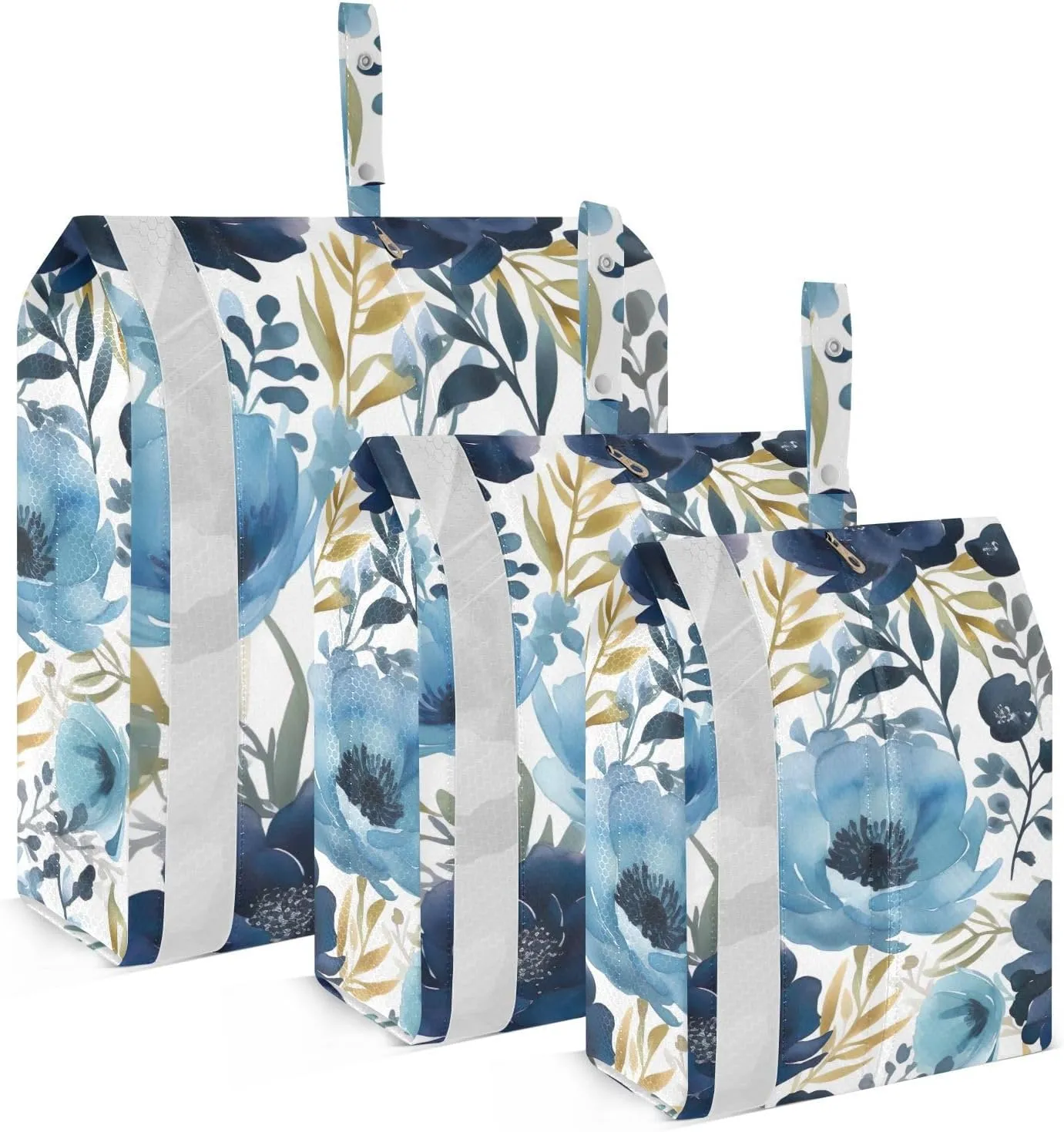 Blue Poppies Flower Packing Cubes for Suitcases 3 Set Expandable Compression Luggage Packing Organizers for Carry on Suitcase Travel Accessories Luggage Organizer Bags Set
