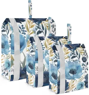 Blue Poppies Flower Packing Cubes for Suitcases 3 Set Expandable Compression Luggage Packing Organizers for Carry on Suitcase Travel Accessories Luggage Organizer Bags Set