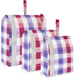 Blue Red Plaid Packing Cubes for Suitcases 3 Set Expandable Compression Luggage Packing Organizers for Carry on Suitcase Travel Accessories Luggage Organizer Bags Set