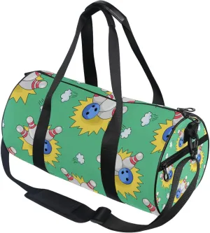 Bowling Doodles Gym Duffle Bag for Women Men Sports Fitness Bag Workout Travel Gymnastics Dance Ballet