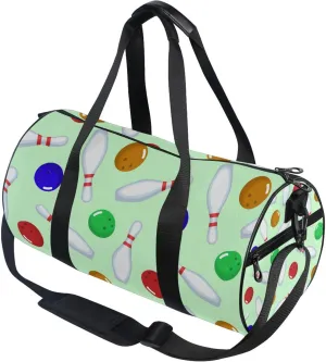 Bowling Pins and Bowling Balls Gym Duffle Bag for Women Men Sports Fitness Bag Workout Travel Gymnastics Dance Ballet
