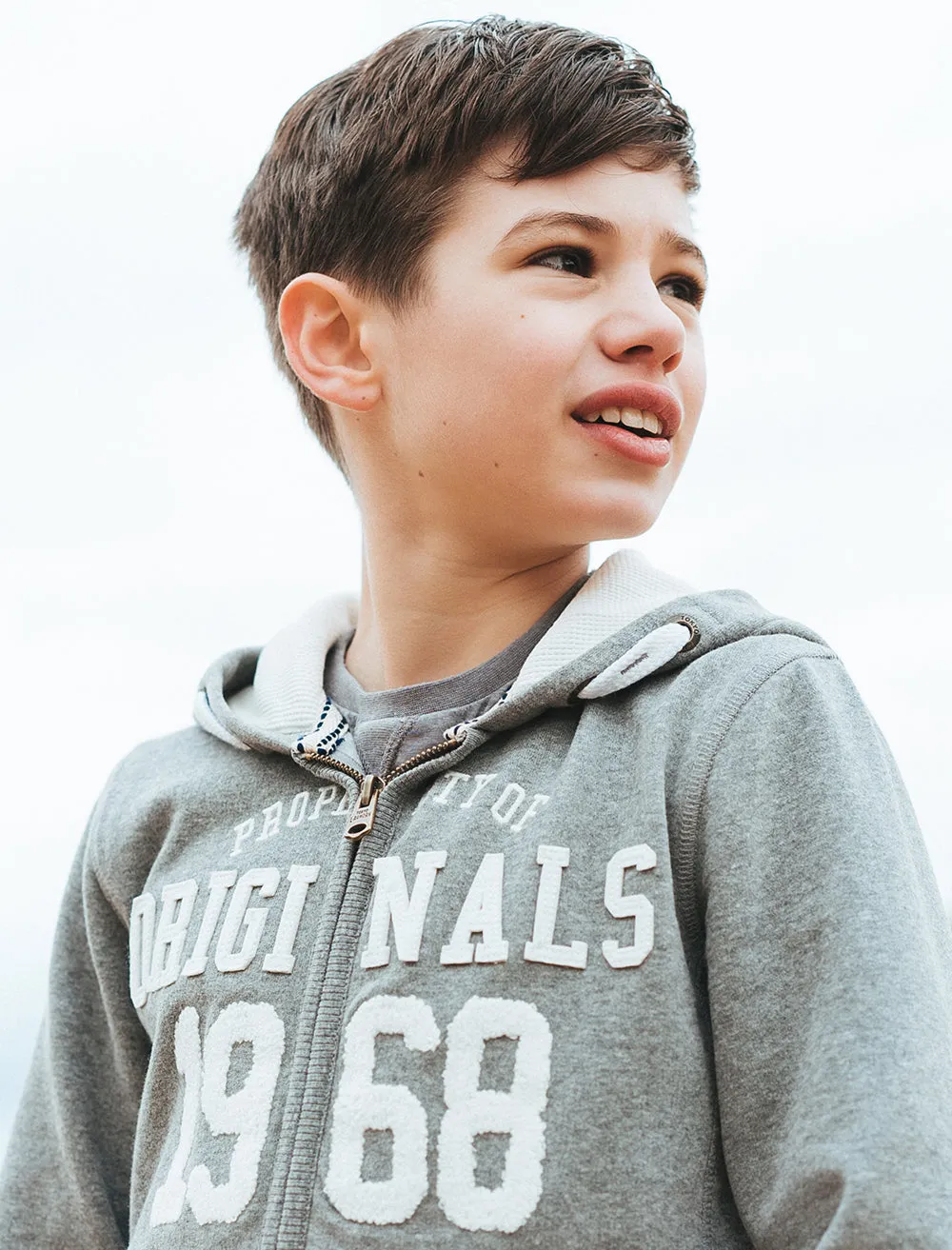 Boys K-Baracoa Point Zip Through Hoodie in Mid Grey Marl - Tokyo Laundry Kids
