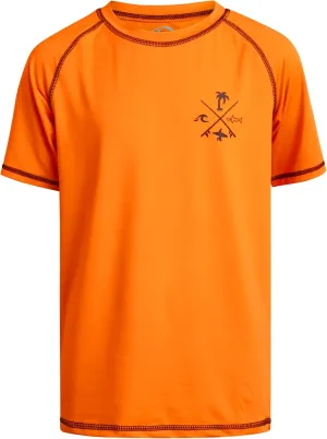 Boys Swim Shirt - Quick Dry Sun Protection Short Sleeve Rash Guard for Boys Surf Youth Kids Swimwear (Sizes: 5-18)