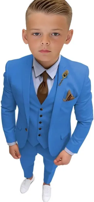 Boys Tuxedo Slim Fit Suit Three Piece Tuxedo Suits for Boys Formal Suits Wedding Outfit Blazer Vest Pants Set