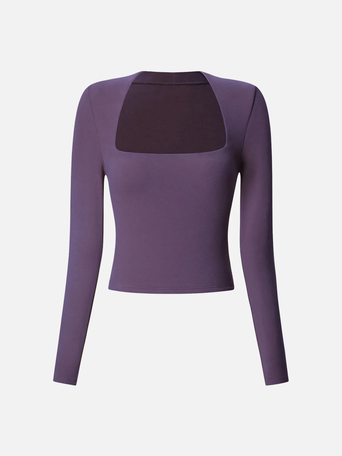 Brushed Tapered Square Neck Long Sleeve Top