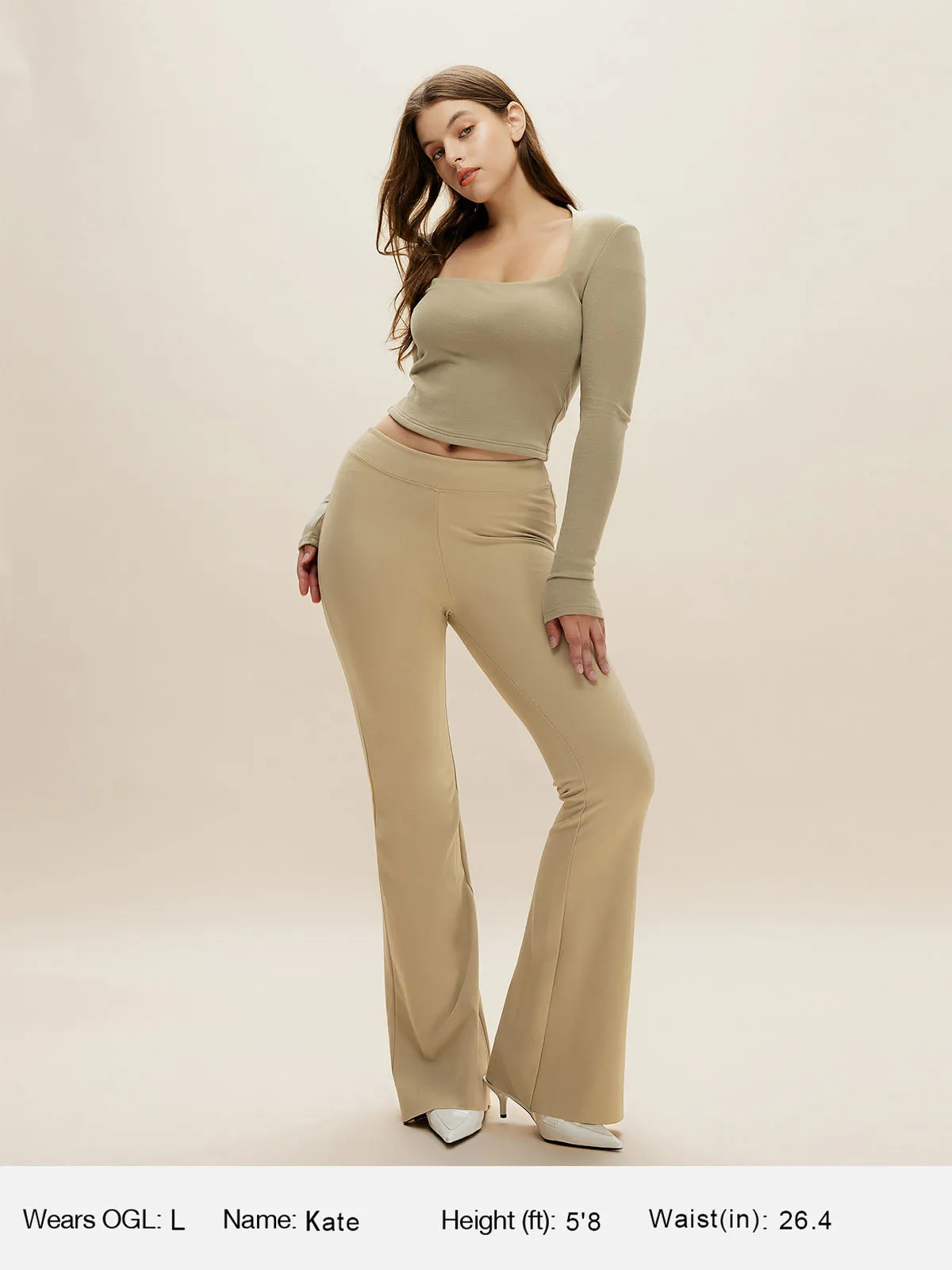 Brushed Tapered Square Neck Long Sleeve Top