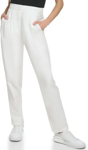 Calvin Klein Women's Conforming Shirred Front Cotton Blend Pockets Pant (Standard and Plus Size)