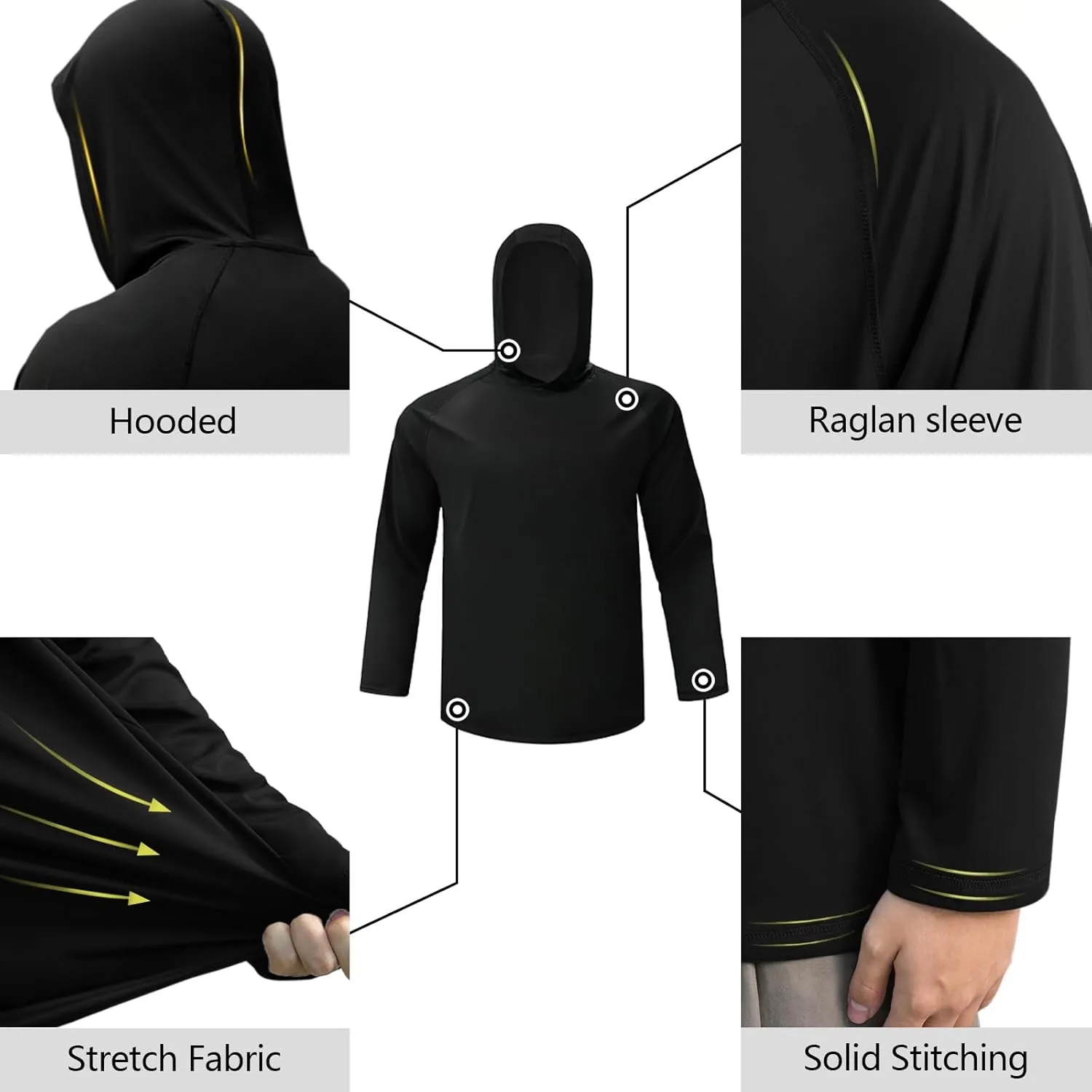 Camo Hoodie Long Sleeves Hunting Shirts for Men Quick Dry UPF 50  Hiking Fishing Shirt with Hood