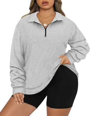 CARCOS Plus Size Hoodies for Women Long Sleeve Pullover Shirts Drawstring Tops XL-5XL
