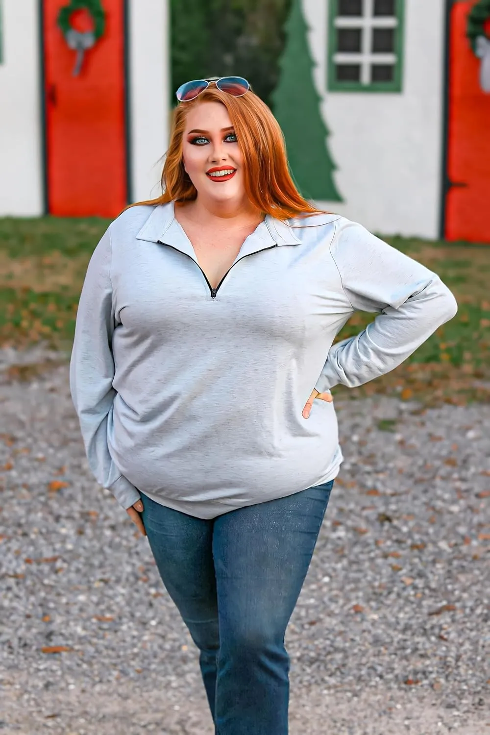 CARCOS Plus Size Hoodies for Women Long Sleeve Pullover Shirts Drawstring Tops XL-5XL