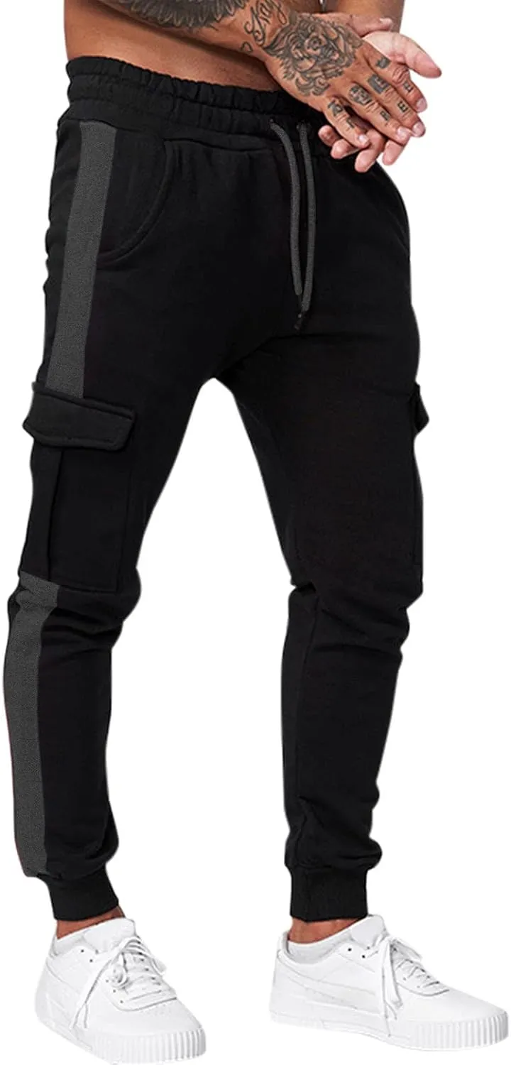 Cargo Pants for Men Work Mens Cargo Pants Drawstring Hiking Pants Elastic Waist Outdoor Trousers with 7 Pockets Mens