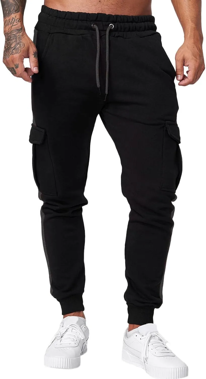 Cargo Pants for Men Work Mens Cargo Pants Drawstring Hiking Pants Elastic Waist Outdoor Trousers with 7 Pockets Mens