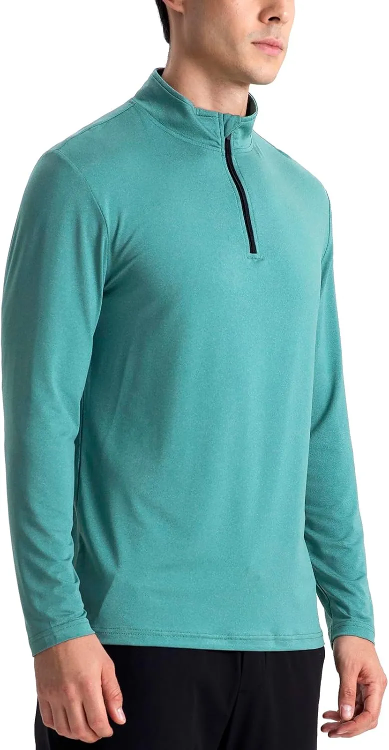 CARWORNIC Men's Long Sleeve Athletic Shirts 1/4 Zip Pullover Quick Dry Active Sports Sweatshirt for Running Workout Gym